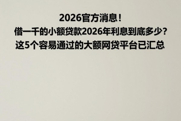 2026官方消息!借一千的小额贷款2026年利息到底多少?这5个容易通过的大额网贷平台已汇总
