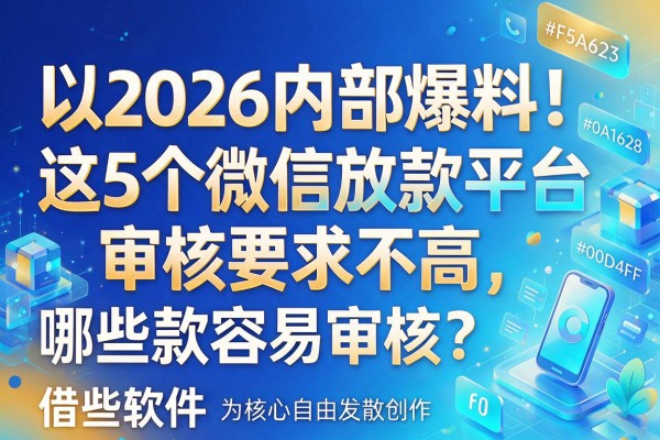 2026内部爆料!这5个微信放款平台审核要求不高,究竟哪些软件借款容易审核?