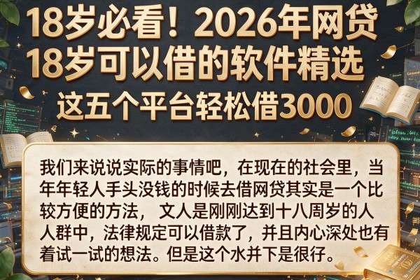 18岁必看!2026年网贷18岁可以借的软件精选,这五个平台轻松借3000