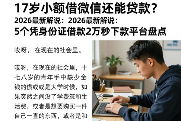 17岁小额借钱微信还能贷款?2026最新解说:5个凭身份证借款2万秒下款平台盘点