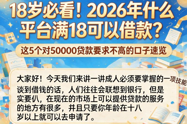 18岁必看!2026年什么平台满18可以借款?这5个对50000贷款要求不高的口子速览