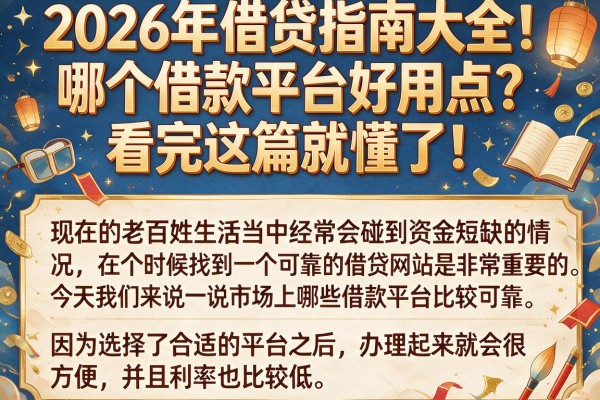 2026年借贷指南大全!哪个借款平台好用点?看完这篇就懂了!