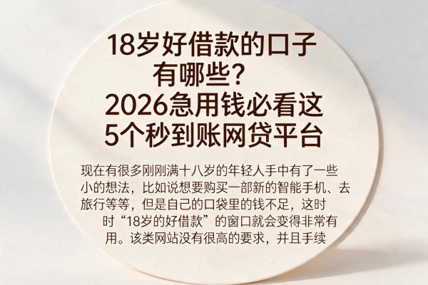 18岁好借款的口子有哪些？2026急用钱必看这5个秒到账网贷平台