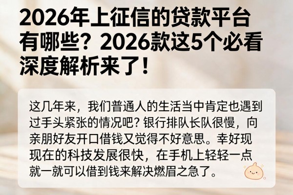2026年上征信的贷款平台有哪些?2026款这5个必看,深度解析来了!