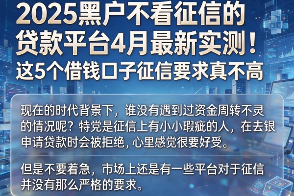 2025黑户不看征信的贷款平台4月最新实测!这5个借钱口子征信要求真不高