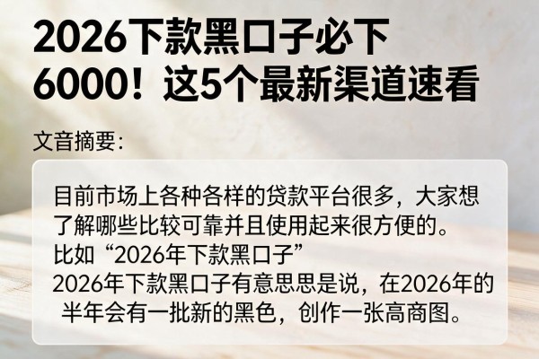 2026下款黑口子必下6000！这5个最新渠道速看