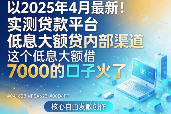 2025年4月最新!实测贷款平台低息大额贷内部渠道,这个低息大额借7000的口子火了