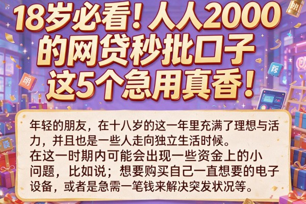 18岁必看!人人2000的网贷秒批口子,这5个急用真香!