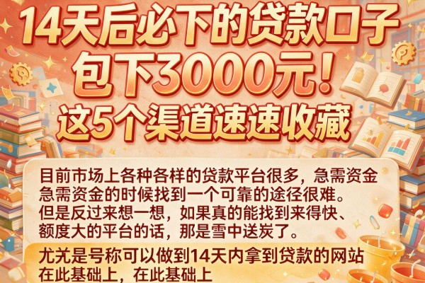 14天后必下的贷款口子,包下3000元!这5个渠道速速收藏