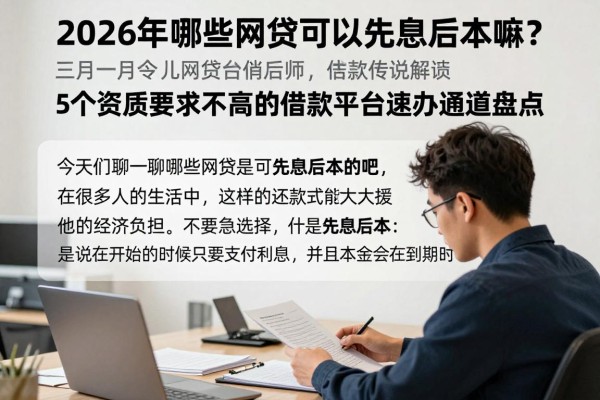 2026年哪些网贷可以先息后本嘛？5个资质要求不高的借款平台速办通道盘点
