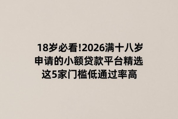 18岁必看!2026满十八岁可以申请的小额贷款平台精选,这5家门槛低通过率高