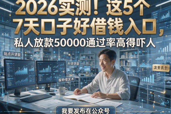 2026实测!这5个7天口子好借钱入口,私人放款50000通过率高得吓人