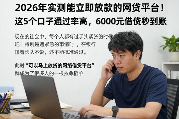 2026年实测能立即放款的网贷平台！这5个口子通过率高，6000元借款秒到账