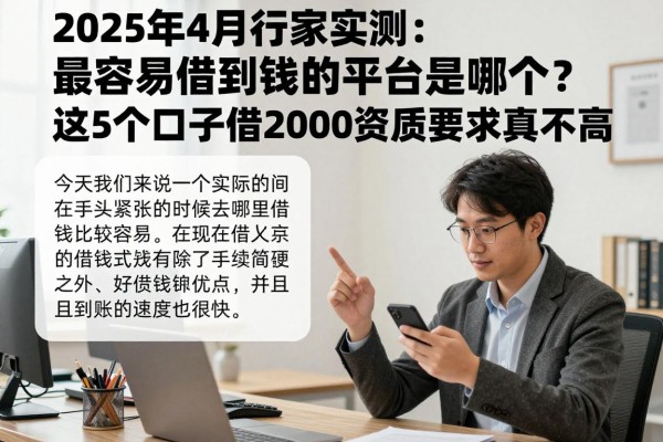 2025年4月行家实测:最容易借到钱的平台是哪个?这5个口子借2000资质要求真不高