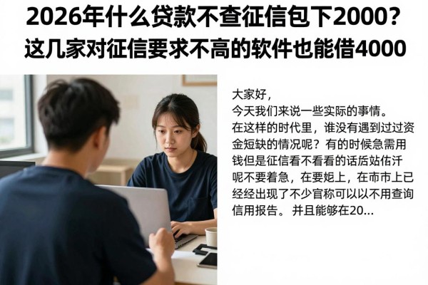 2026年什么贷款不查征信包下2000？这几家对征信要求不高的软件也能借4000