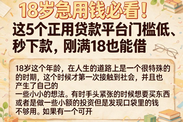 18岁急用钱必看！这5个正规贷款平台门槛低、秒下款，刚满18也能借