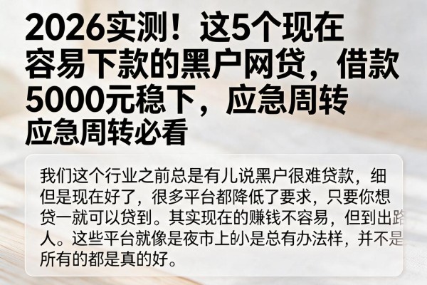 2026实测！这5个现在容易下款的黑户网贷，借款5000元稳下，应急周转必看