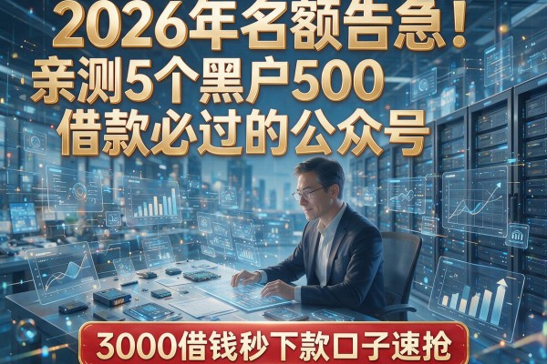 2026年名额告急！亲测5个黑户500借款必过的公众号，3000借钱秒下款口子速抢