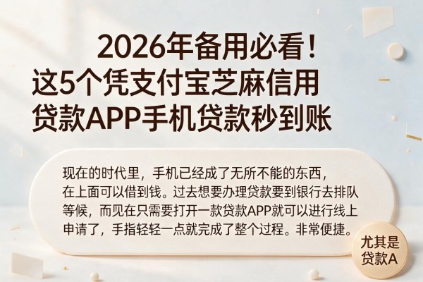 2026年备用必看!这5个凭支付宝芝麻信用贷款APP,手机贷款秒到账