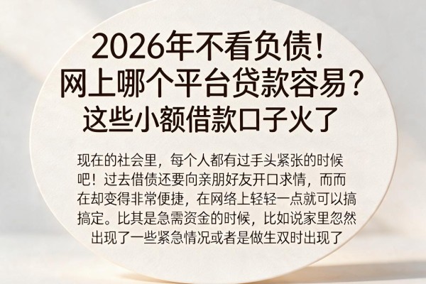 2026年不看负债!网上哪个平台贷款容易?这些小额借款口子火了