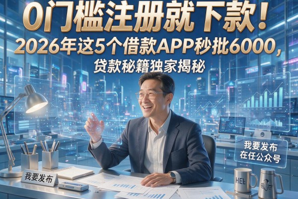 0门槛注册就下款！2026年这5个借款APP秒批6000，贷款秘籍独家揭秘