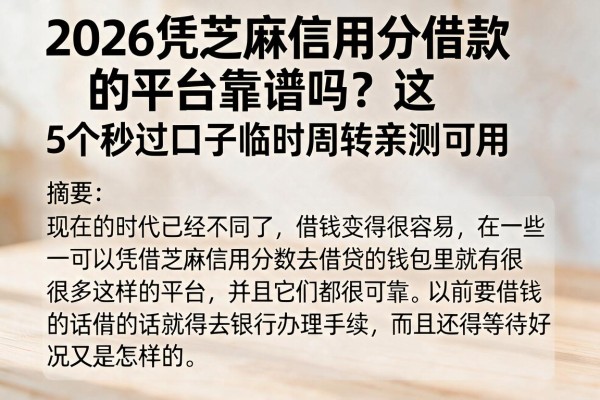 2026凭芝麻信用分借款的平台靠谱吗?这5个秒过口子临时周转亲测可用