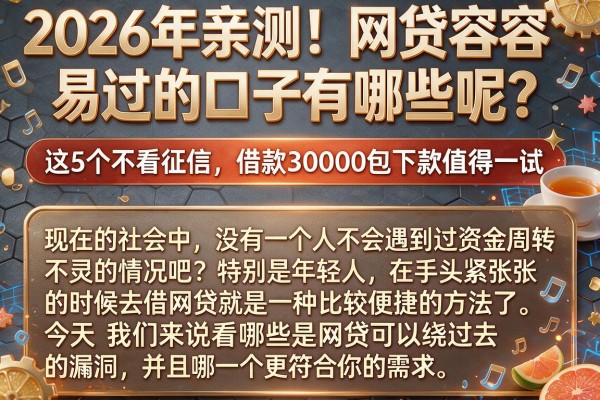 2026年亲测!网贷容易过的口子有哪些呢?这5个不看征信,借款30000包下款值得一试