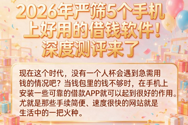 2026年严筛5个手机上好用的借钱软件!深度测评来了