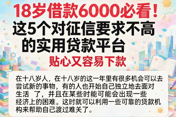 18岁借款6000必看!这5个对征信要求不高的实用贷款平台,贴心又容易下款