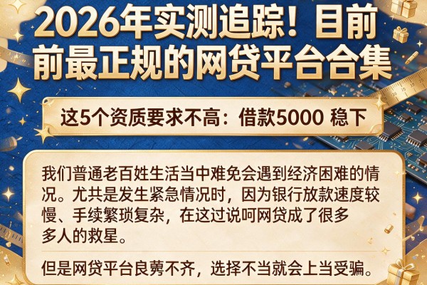 2026年实测追踪!目前最正规的网贷平台合集,这5个资质要求不高、借款5000稳下