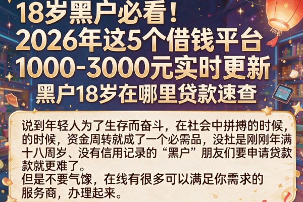 18岁黑户必看!2026年这5个借钱平台1000-3000元实时更新,黑户18岁在哪里贷款速查