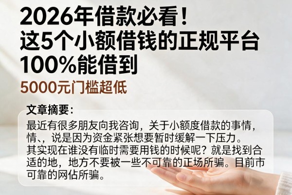2026年借款必看！这5个小额借钱的正规平台100%能借到，5000元门槛超低