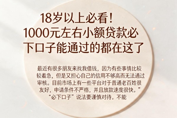 18岁以上必看!1000元左右小额贷款必下口子能通过的都在这了