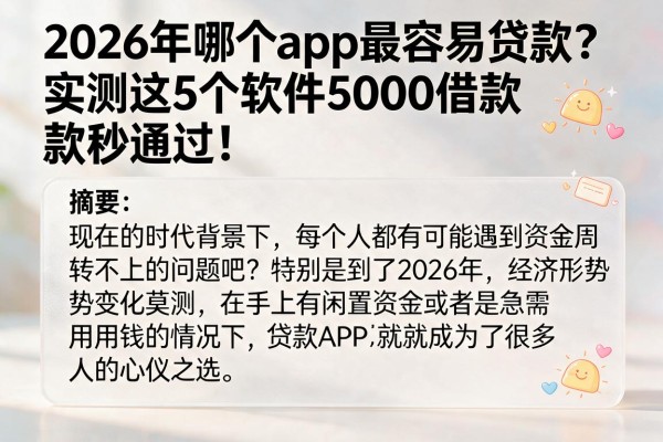 2026年哪个app最容易贷款?实测这5个软件5000借款秒通过!
