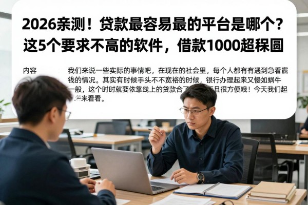 2026亲测!贷款最容易最快的平台是哪个?这5个要求不高的软件,借款1000超稳妥