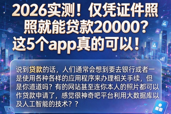 2026实测!仅凭证件照就能贷款20000?这5个App真的可以!