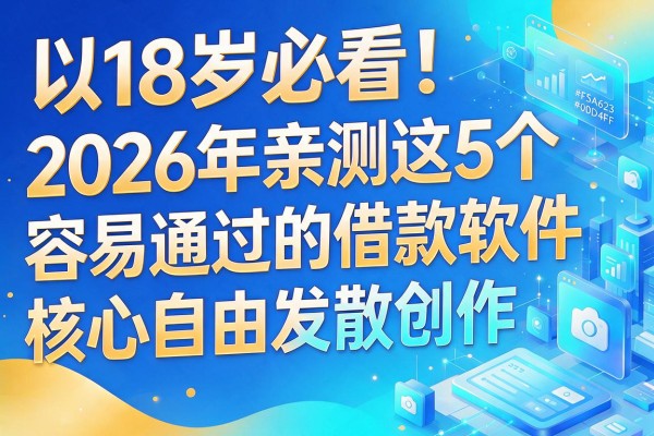 18岁必看!2026年亲测这5个容易通过的借款软件