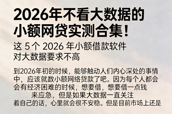 2026年不看大数据的小额网贷实测合集！这5个2026年小额借款软件对大数据要求不高