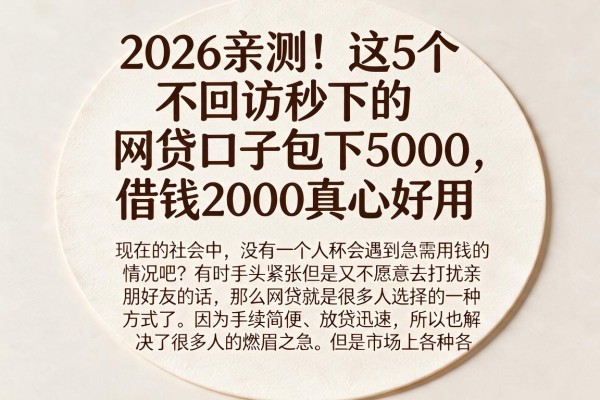 2026亲测！这5个不回访秒下的网贷口子包下5000，借钱2000真心好用