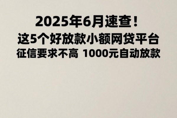 2025年6月速查!这5个好放款的小额网贷平台,征信要求不高,1000元自动放款