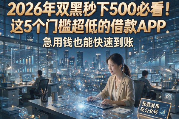 2026年双黑秒下500必看!这5个门槛超低的借款APP,急用钱也能快速到账