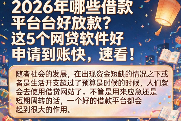 2026年哪些借款平台好放款?这5个网贷软件好申请到账快,速看!