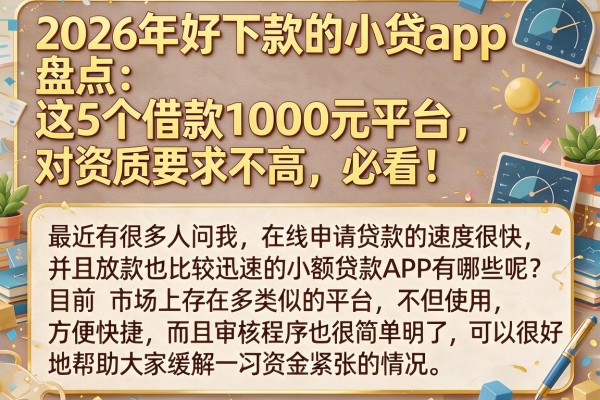 2026年好下款的小贷app盘点:这5个借款1000元平台,对资质要求不高,必看!