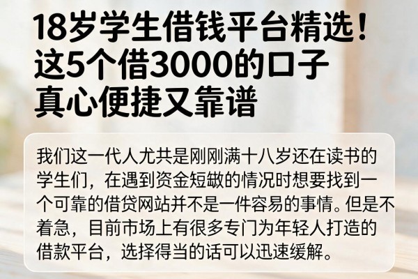18岁学生借钱平台精选!这5个借3000的口子真心便捷又靠谱