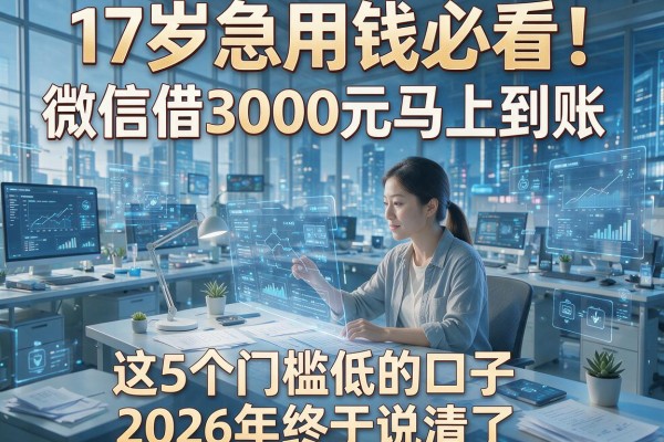 17岁急用钱必看!微信借3000元马上到账,这5个门槛低的口子2026年终于说清了
