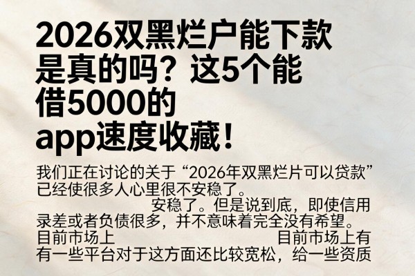 2026双黑烂户能下款是真的吗?这5个能借5000的App速度收藏!