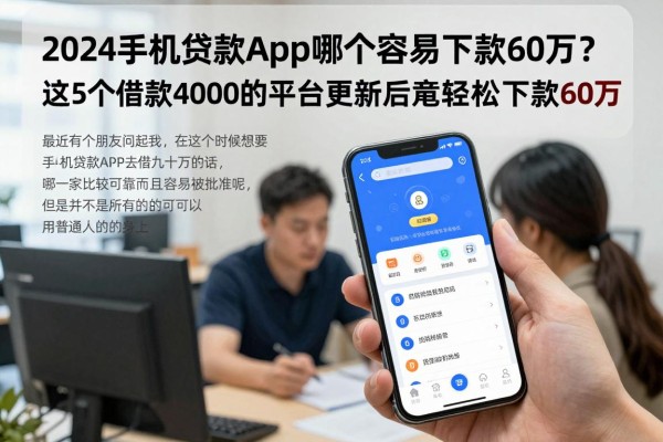 2024手机贷款app哪个容易下款60万?这5个借款4000的平台更新后竟能轻松下款60万