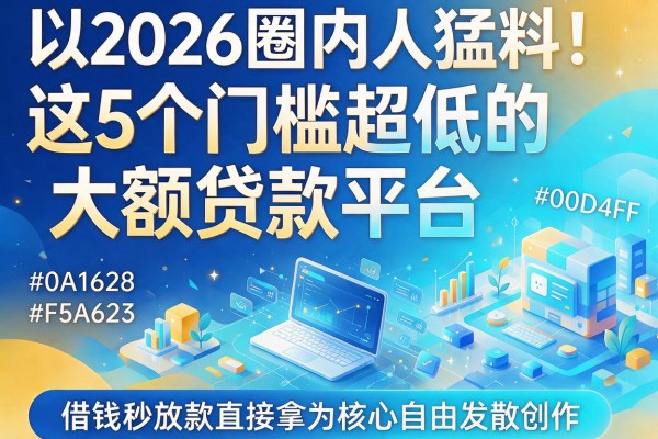 2026圈内人猛料!这5个门槛超低的大额贷款平台,借钱秒放款直接拿