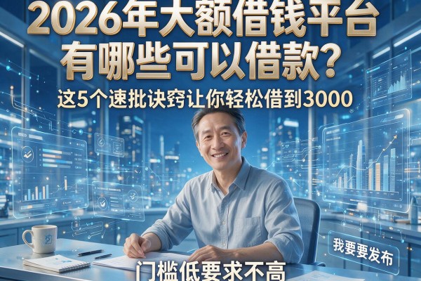 2026年大额借钱平台有哪些可以借款?这5个速批诀窍让你轻松借到3000,门槛低要求不高!