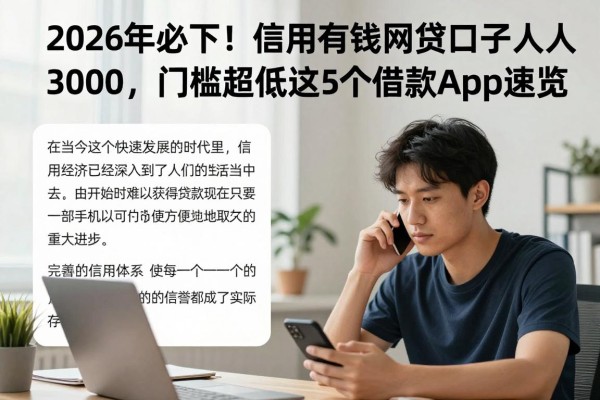 2026年必下!信用有钱网贷口子人人3000,门槛超低这5个借款app速览